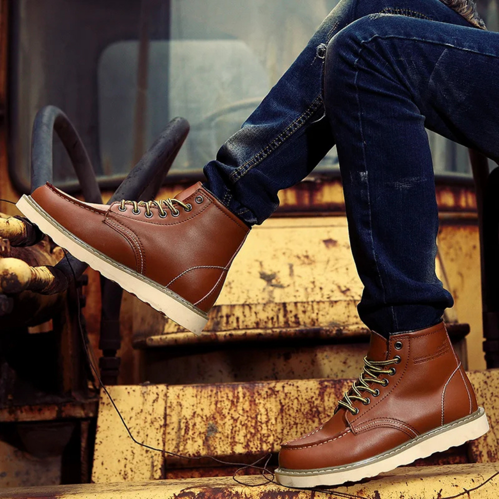 Brown Lace-Up Ankle Boots for Men | Vintage Style