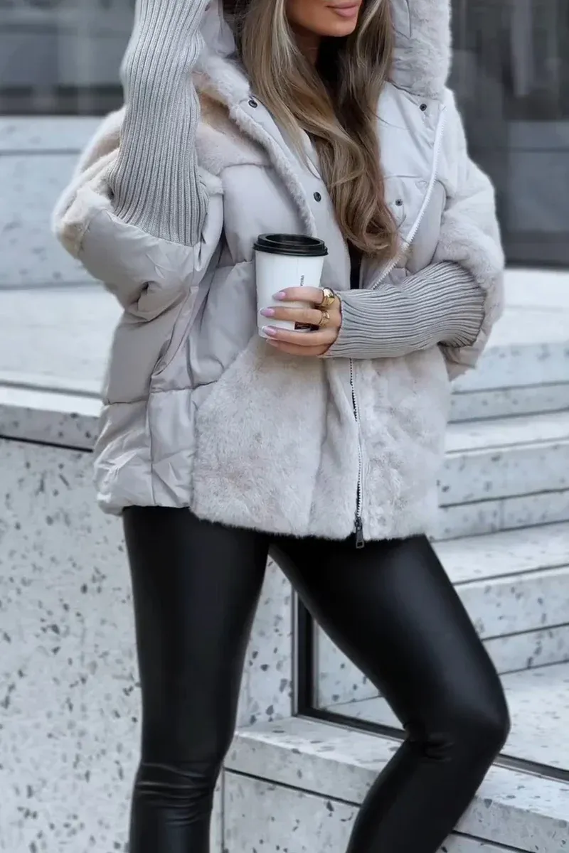 Plush Hooded Jacket for Women | Fleece Lined Winter Coat