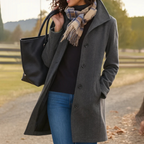 Mid Length Straight Fit Button Front Coat for Women | Spring Autumn Layer