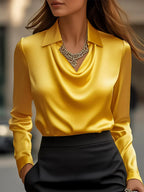 Women Blouse | Draped Cowl Neck with Long Sleeves