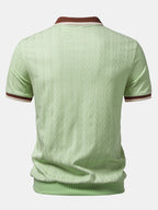 Textured Knit Quarter Zip Tailored Polo Shirt for Men | Smart Casual Style