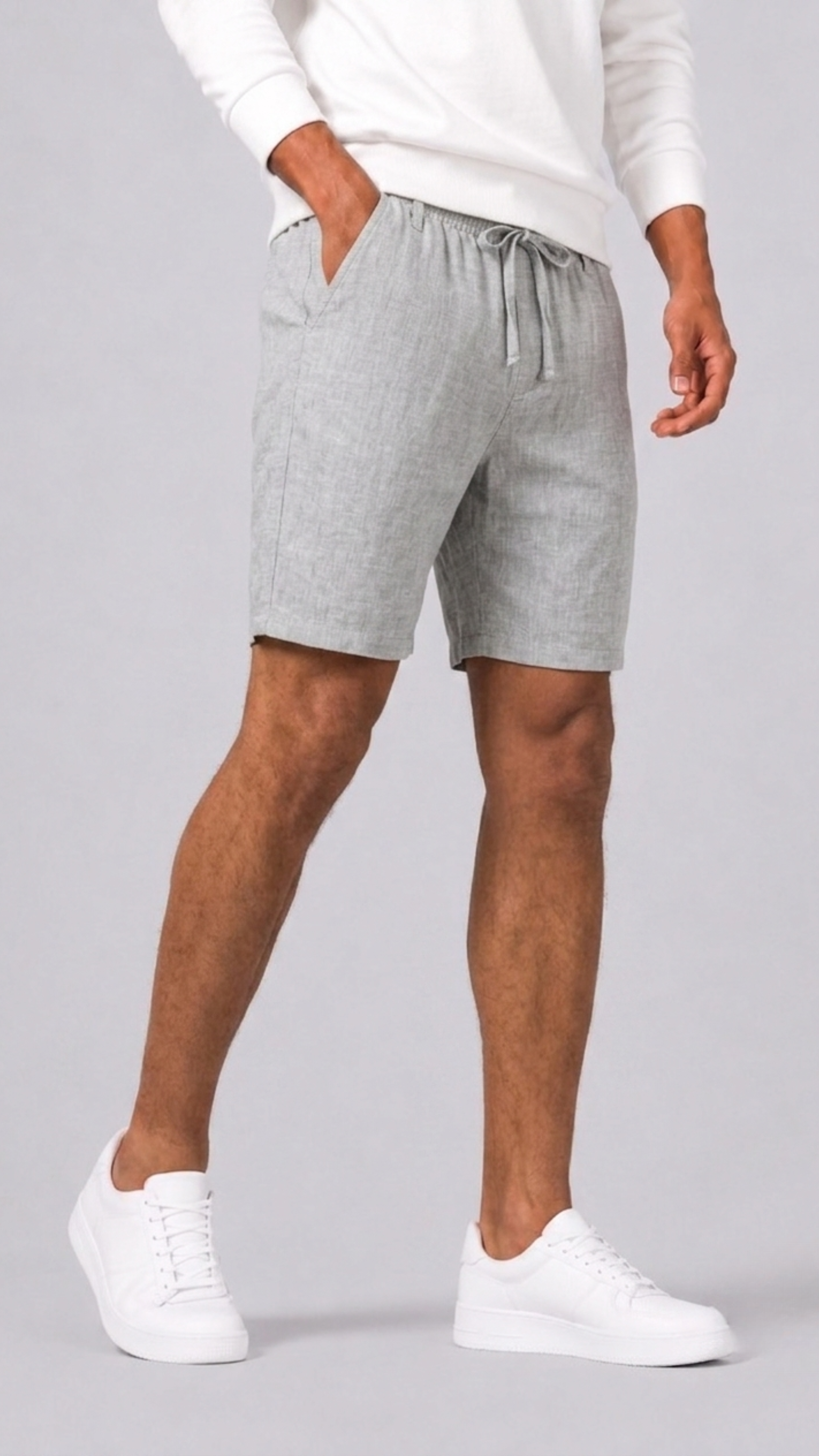 Linen Relaxed Fit Shorts for Men | Elasticated Drawstring Waist