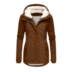 Water Repellent Hooded Slim Fit Parka Jacket with Sherpa Lining for Women