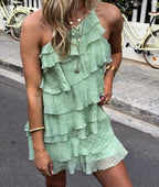 Asymmetric Ruffle Mini Dress for Women | Single Shoulder Strap Summer