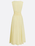 Sleeveless Ruched A-Line Chiffon Maxi Dress for Women | Wedding Guest