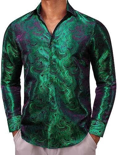 Paisley Jacquard Long Sleeve Button Front Shirt for Men | Evening Wear