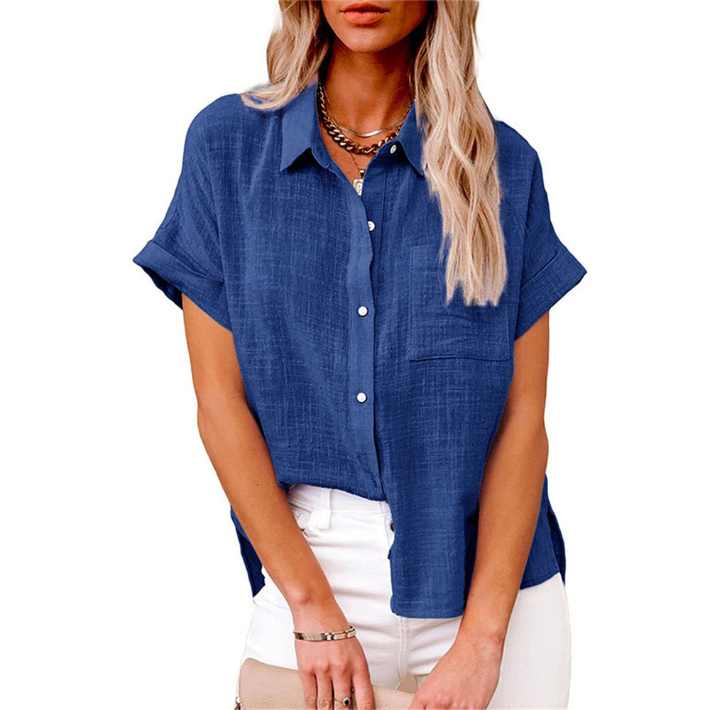 Women Blouse | Short Sleeve with Button Front and Collar