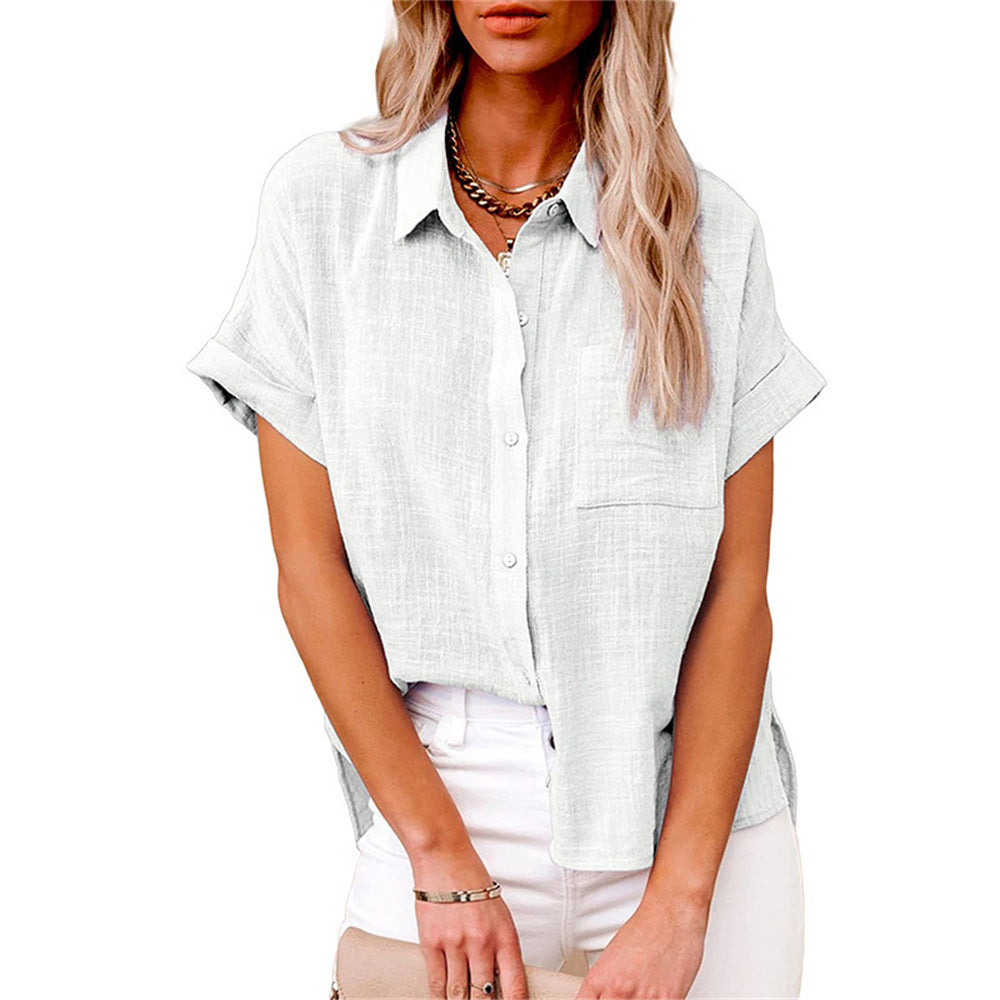 Women Blouse | Short Sleeve with Button Front and Collar