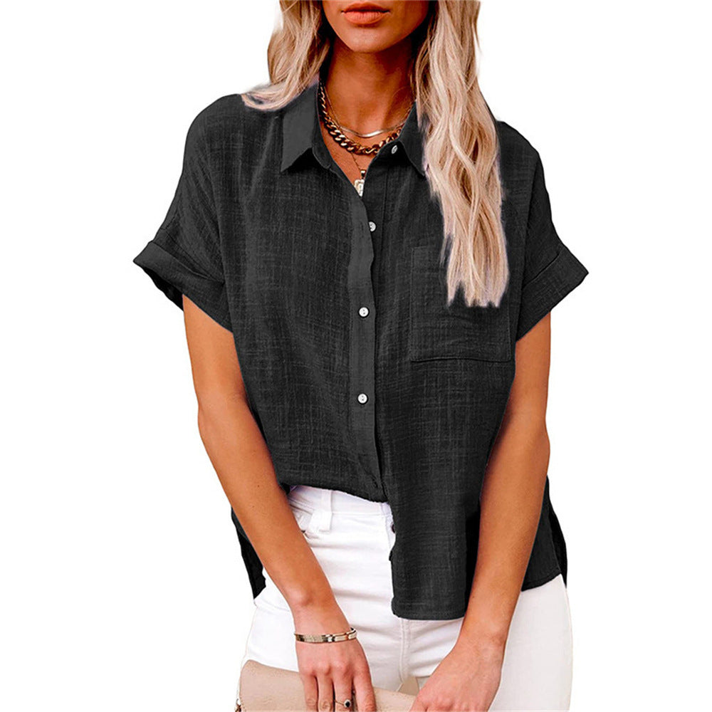 Women Blouse | Short Sleeve with Button Front and Collar