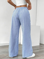 Striped Wide Flare Trousers for Women | Beach Summer