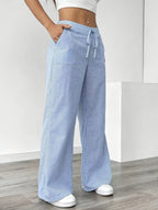 Striped Wide Flare Trousers for Women | Beach Summer