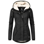 Water Repellent Hooded Slim Fit Parka Jacket with Sherpa Lining for Women