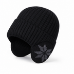 Fleece Lined Ribbed Knit Winter Beanie Hat with Ear Flaps for Men | Cold Weather