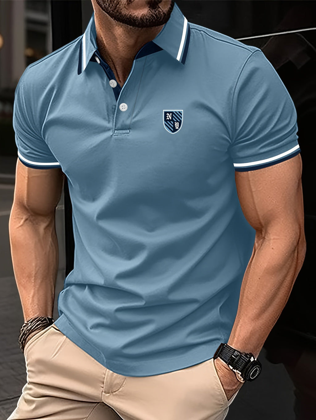 Yellow Striped Short Sleeve Knit Polo Shirt for Men | Regular Fit Summer Wear