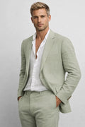 Green Blue Beige Regular Fit Two-Piece Set for Men