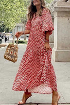 Floral Print Puff Sleeve Maxi Dress for Women | Summer Boho