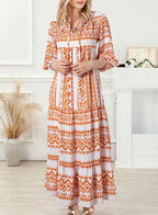 Floral Print Puff Sleeve Maxi Dress for Women | Summer Boho