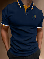 Yellow Striped Short Sleeve Knit Polo Shirt for Men | Regular Fit Summer Wear