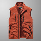 Men's Zip-Up Gilet with Stand Collar and Zip Pockets for Men