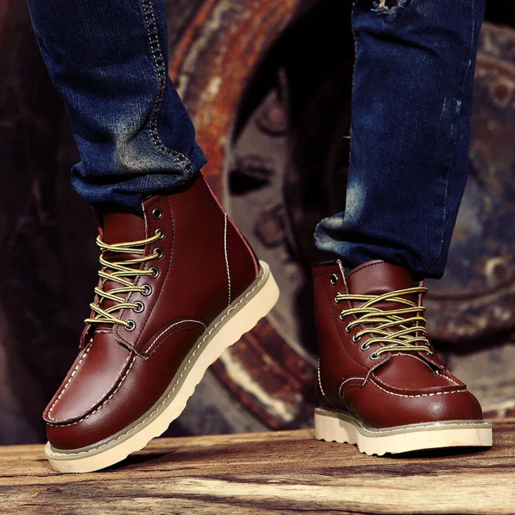 Brown Lace-Up Ankle Boots for Men | Vintage Style