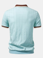 Textured Knit Quarter Zip Tailored Polo Shirt for Men | Smart Casual Style