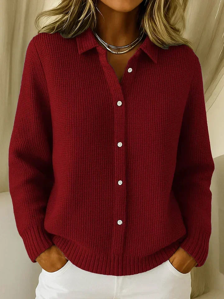 Knit Longline Button Front Cardigan with Relaxed Fit for Women | Long Sleeve