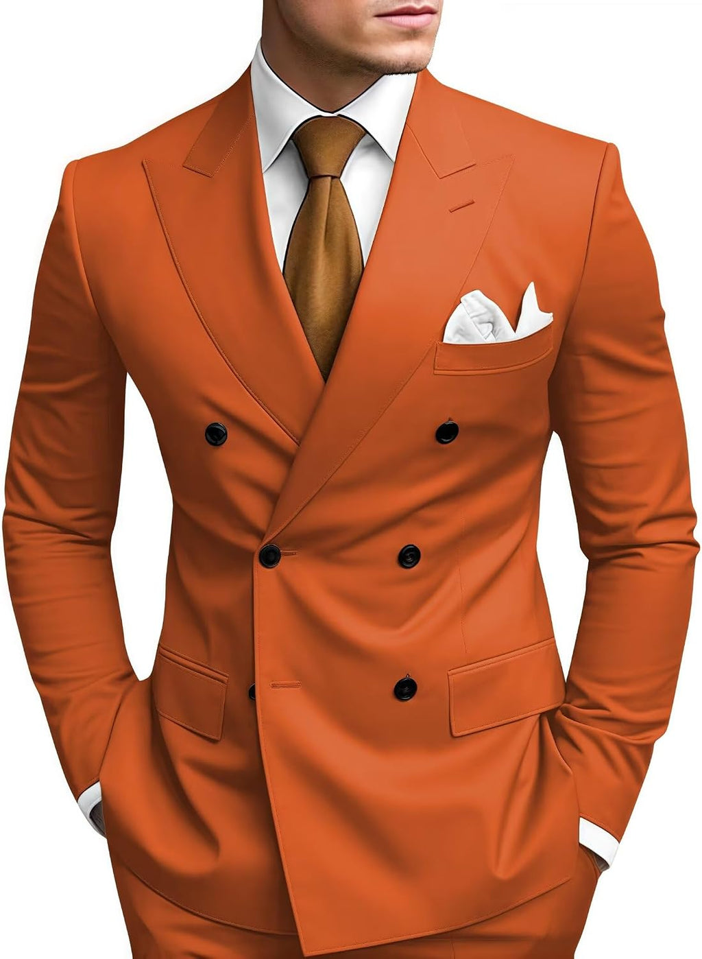 Slim Fit Double Breasted Peak Lapel Two Piece Suit for Men | Wedding and Prom