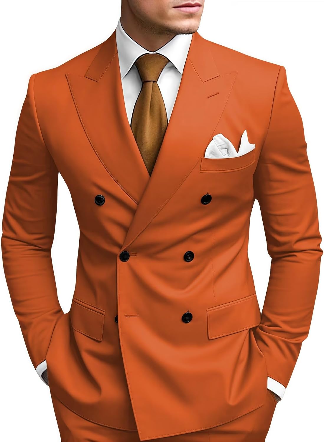 Slim Fit Double Breasted Peak Lapel Two Piece Suit for Men | Wedding and Prom