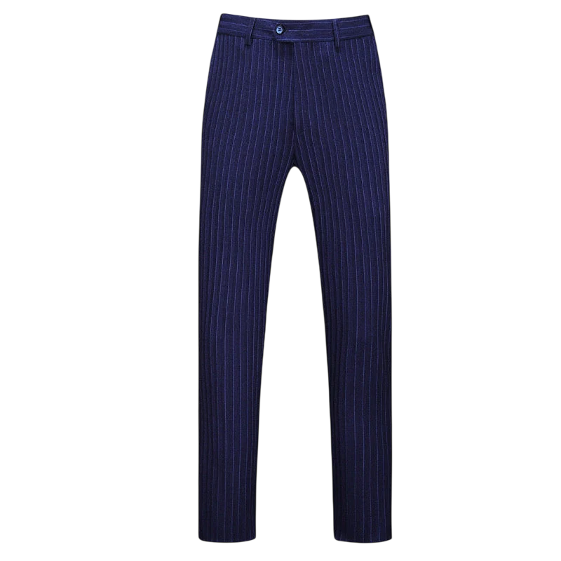 Navy Blue Tweed Double Breasted Three Piece Suit for Men | Wedding Occasion