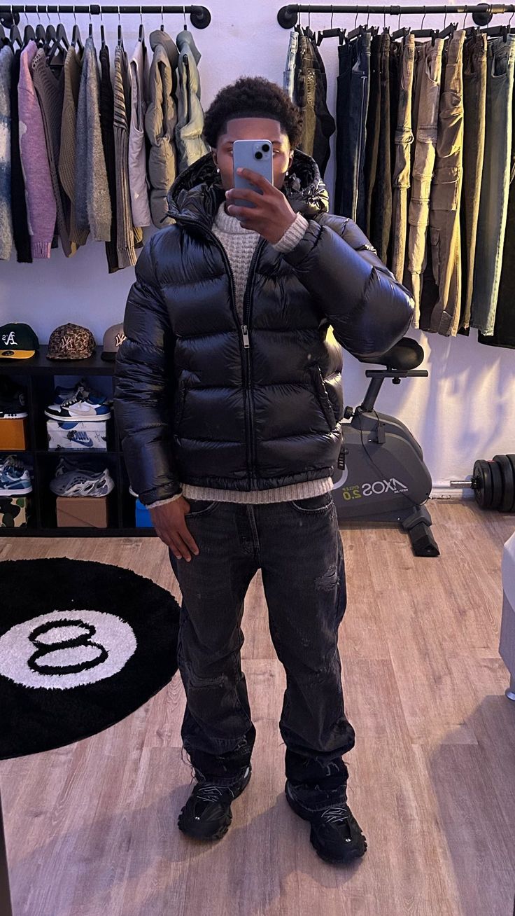 Men's Trendy Winter Jacket with Hood and High Collar