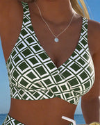 Check Print Wire Free Bikini Set with High Cut Briefs for Women | Beachwear