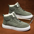 Plush Lined High Top Lace Up Trainers for Men | Cushioned Winter Walking