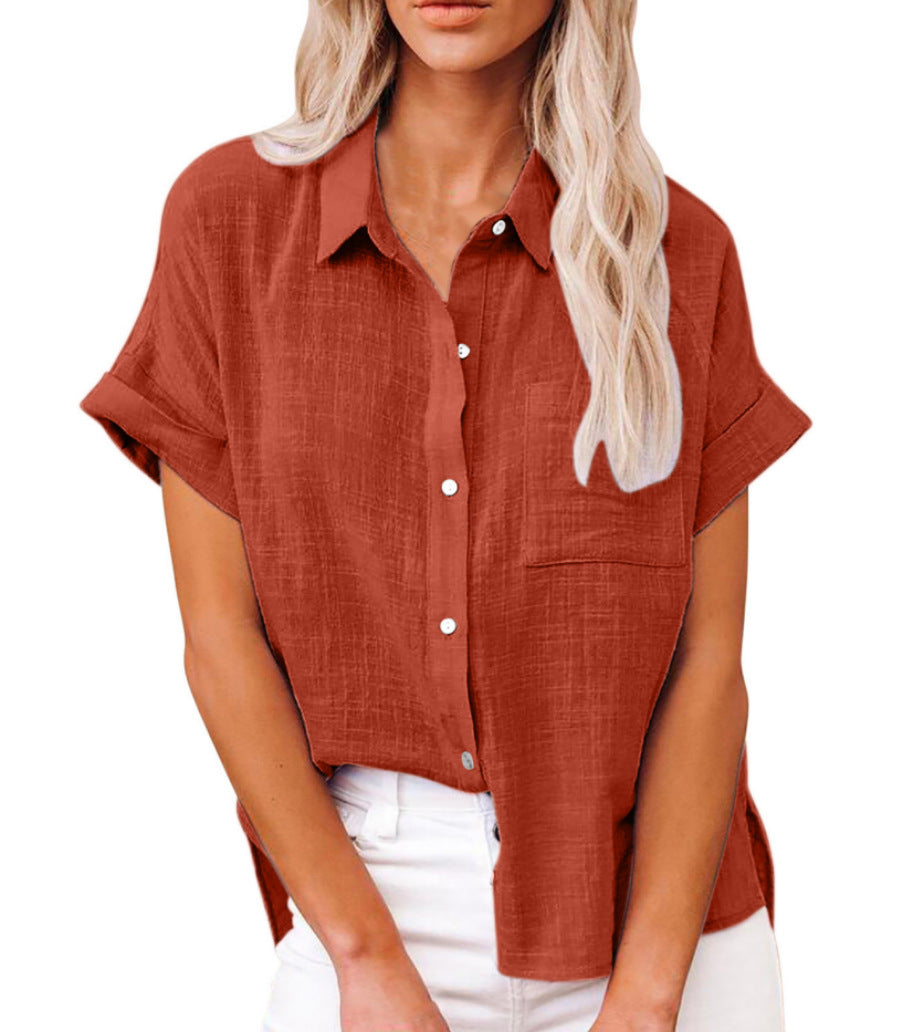 Women Blouse | Short Sleeve with Button Front and Collar