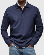 Cotton Long Sleeve Polo Shirt for Men
