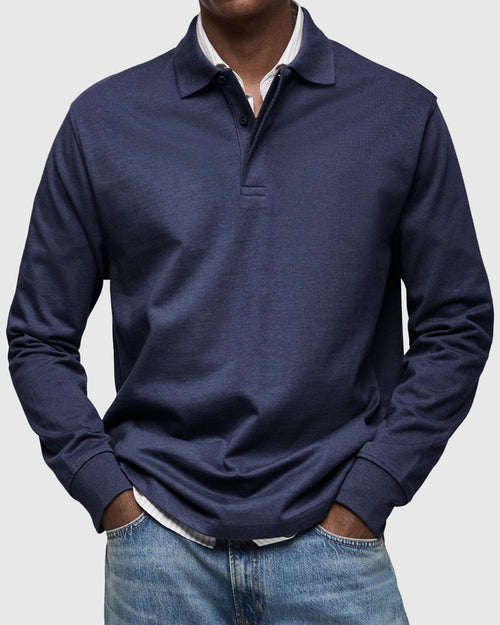 Cotton Long Sleeve Polo Shirt for Men