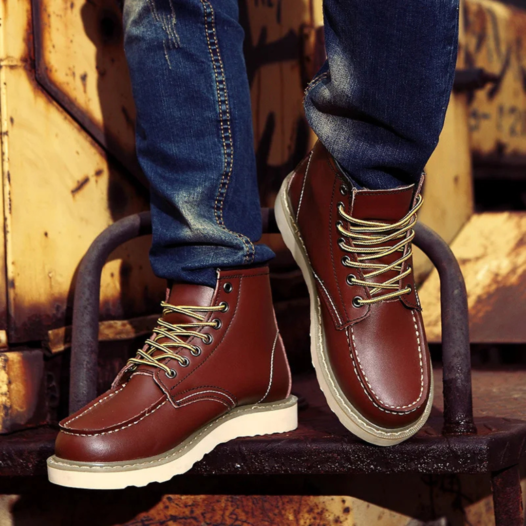 Brown Lace-Up Ankle Boots for Men | Vintage Style
