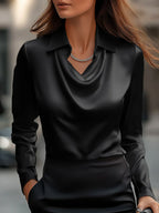 Women Blouse | Draped Cowl Neck with Long Sleeves