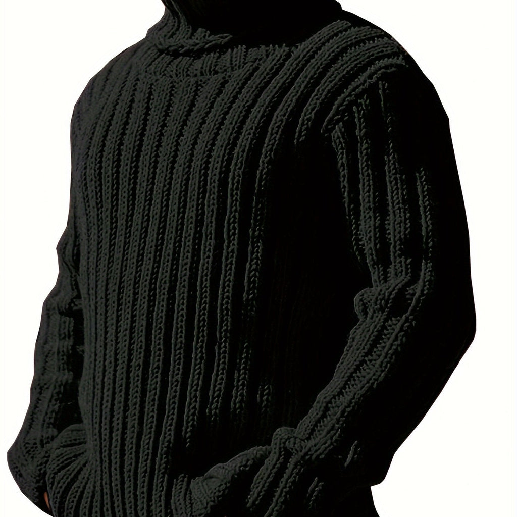 Textured Ribbed Knit High Neck Jumper for Men | Autumn and Winter Layer