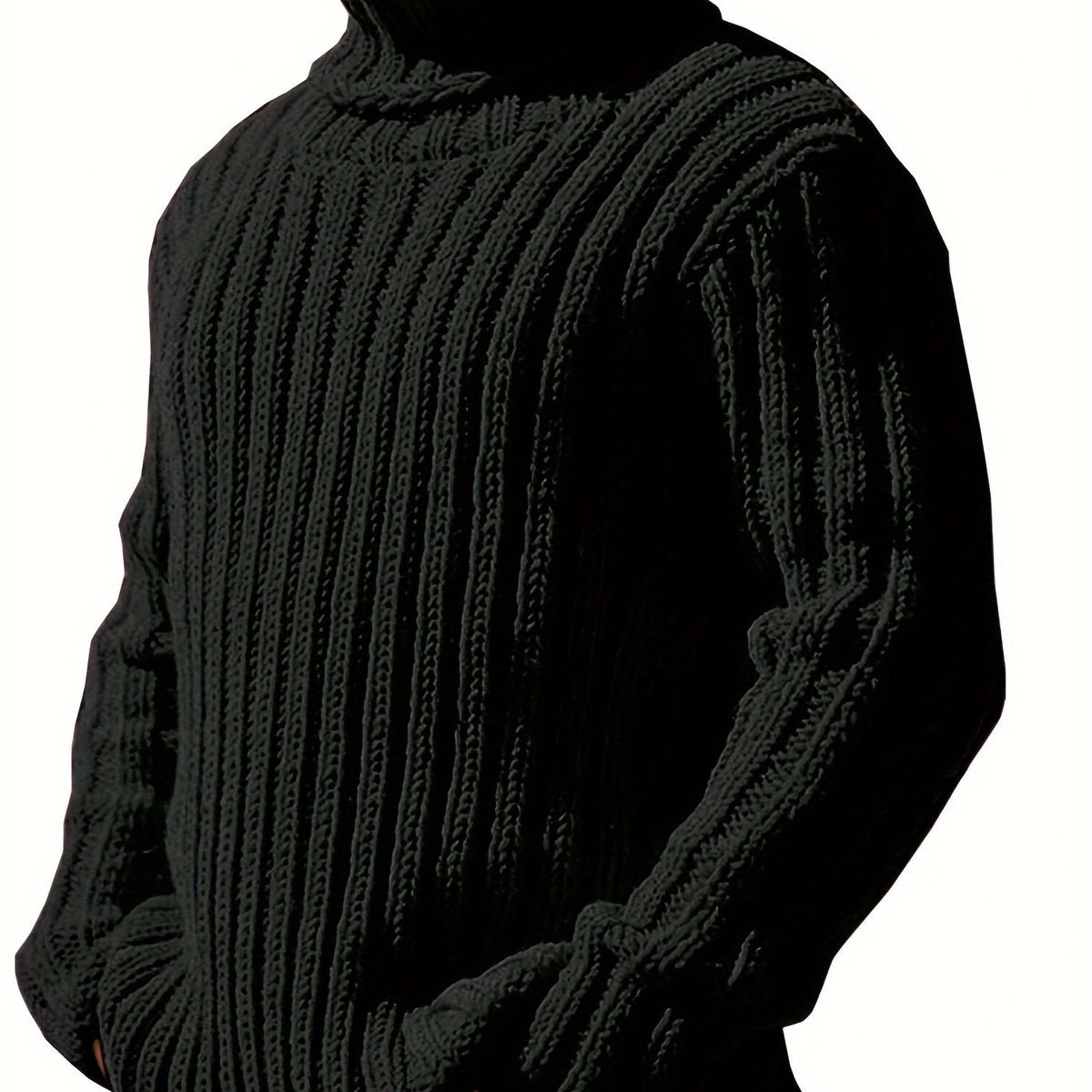 Textured Ribbed Knit High Neck Jumper for Men | Autumn and Winter Layer