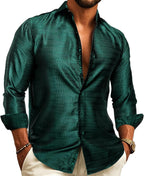 Paisley Jacquard Long Sleeve Button Front Shirt for Men | Evening Wear
