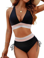 Women Bikini | Halter V Neck High Waist Side Tie
