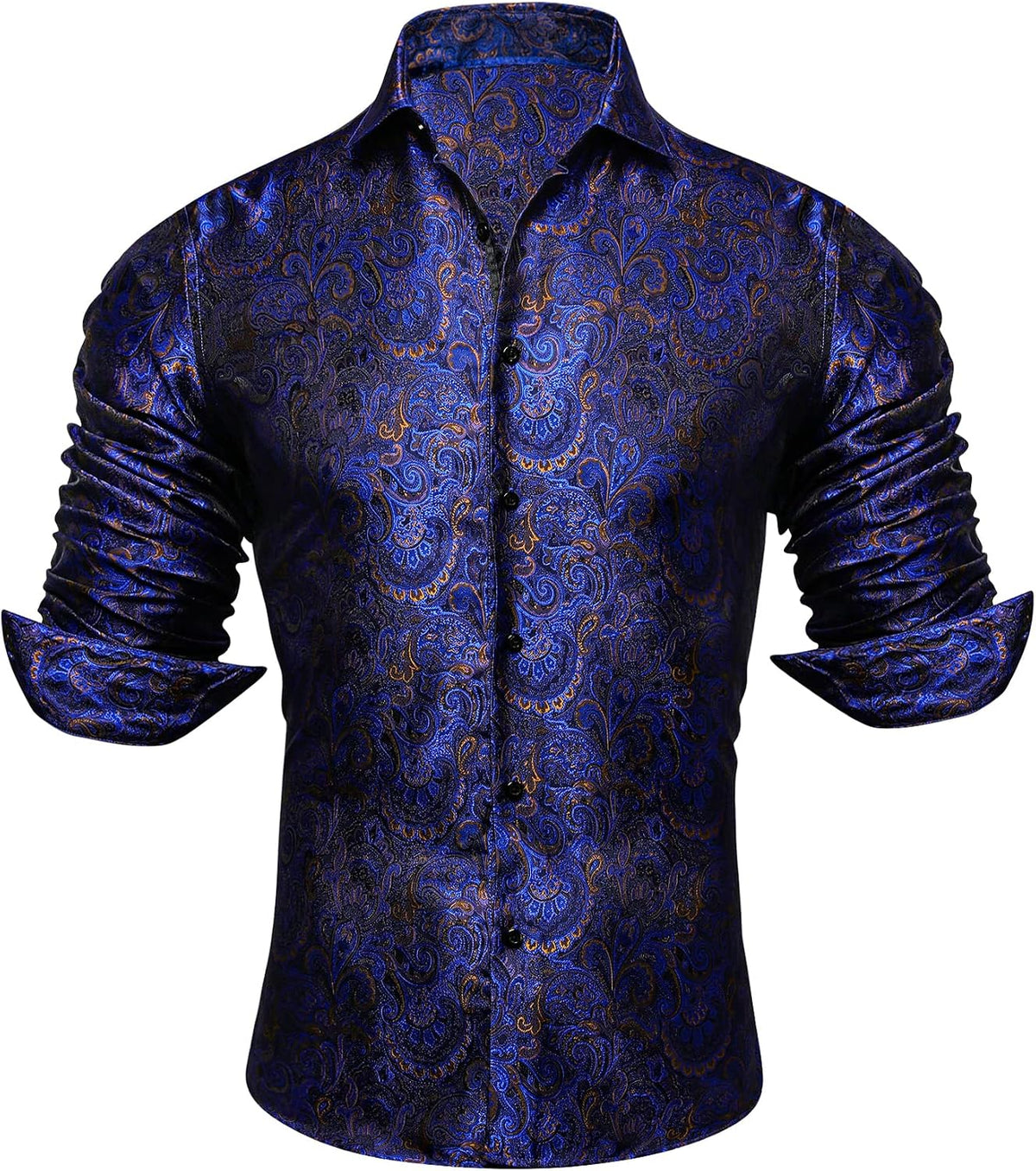 Paisley Jacquard Long Sleeve Button Front Shirt for Men | Evening Wear