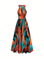 Floral Print Backless Sleeveless Maxi Dress for Women