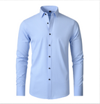 White Slim Fit Long Sleeve Shirt for Men | Stretch & Non-Iron