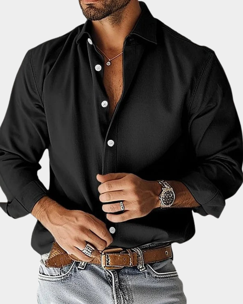Crease Free Moisture Wicking Tailored Fit Long Sleeve Button Up Shirt for Men