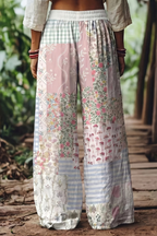 Floral Print Cropped Wide Leg Trousers for Women
