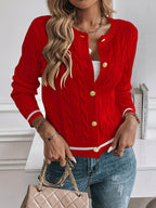Cable Knit Open Front Buttoned Cardigan for Women | Work and Casual Wear