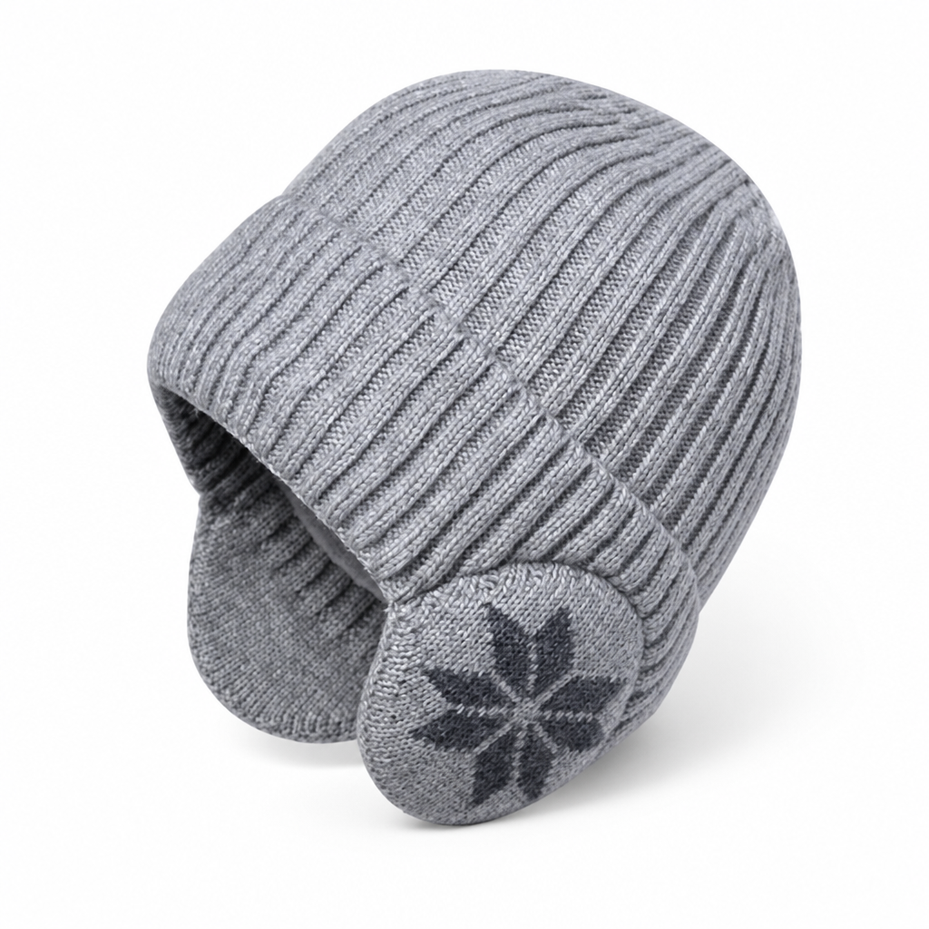 Fleece Lined Ribbed Knit Winter Beanie Hat with Ear Flaps for Men | Cold Weather