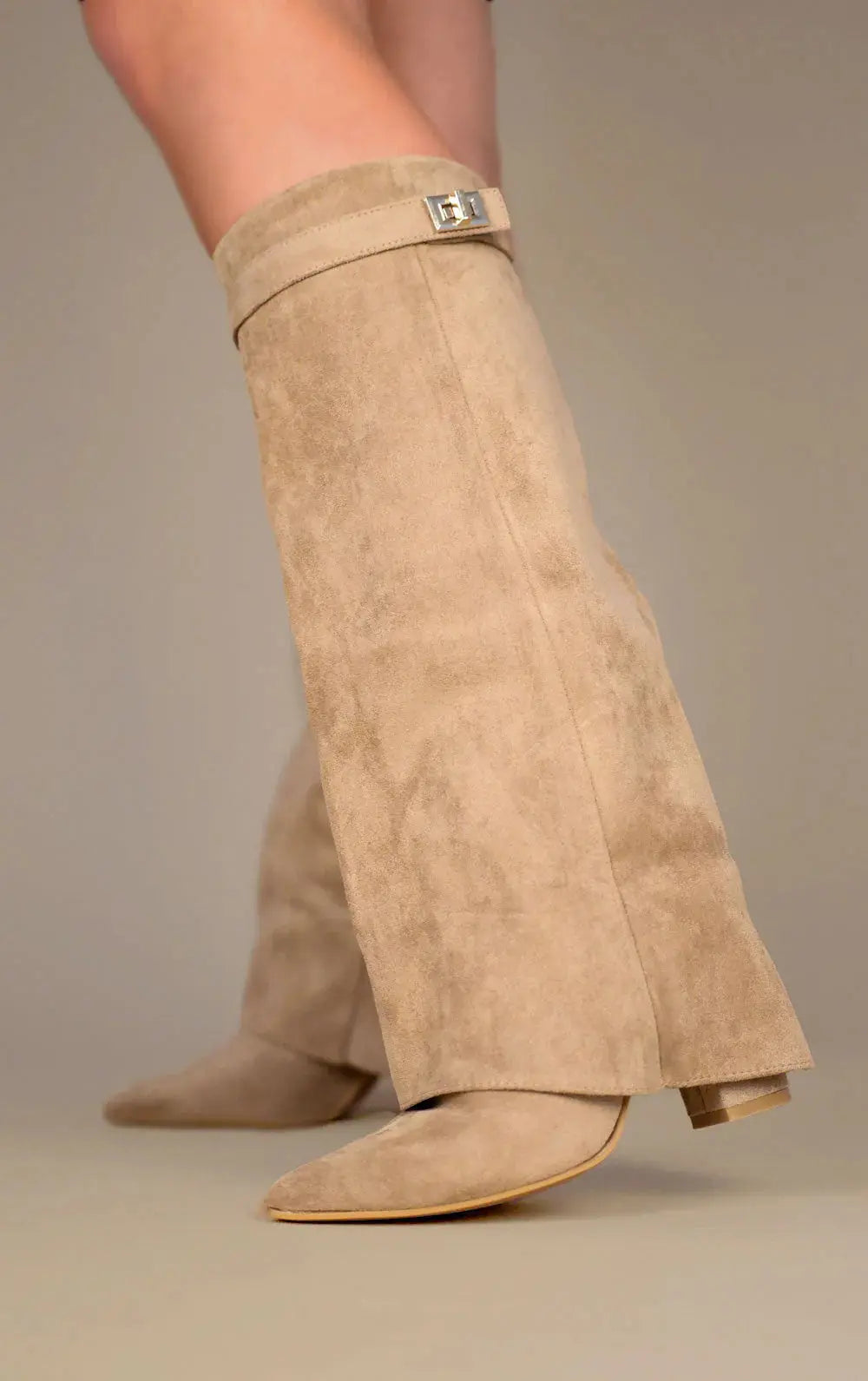 Leather or Suede Tall Heeled Boots for Women | Slim Leg Shaft Winter Wear