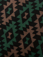 Black Geometric Pattern Relaxed Fit Knit Jumper with Ribbed Cuffs for Men